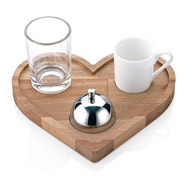 BİRADLI TÜRK KAHVE SUNUMU AHŞAP KALP 20*18*1,8 CM - GRV-304