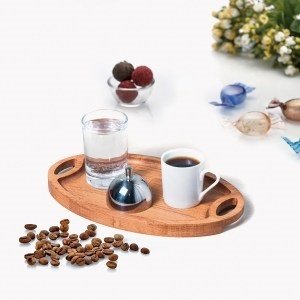 BİRADLI TÜRK KAHVE SUNUM SETİ AHŞAP OVAL 25*18*1,8 CM - GRV-307