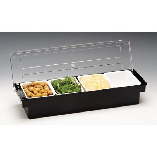 ZİCCO POLYCARBONAT KAPAKLI 4'LÜ BAR KONTEYNER 50 x 16 x H: 9,5 CM - ZCP 304-3