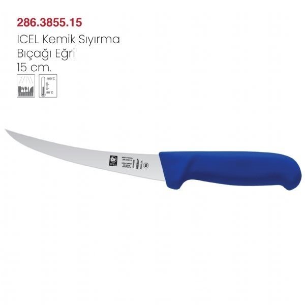 ICEL KEMİK SIYIRMA BIÇAĞI EĞRİ 15 CM MAVİ - 286.3855.15